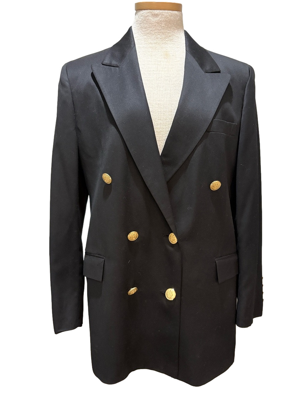 Brooks Brothers sz 10 black wool blazer with gold military style buttons